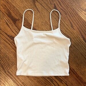 American Eagle Outfitters Cream Ribbed Crop Camisole, Size M
